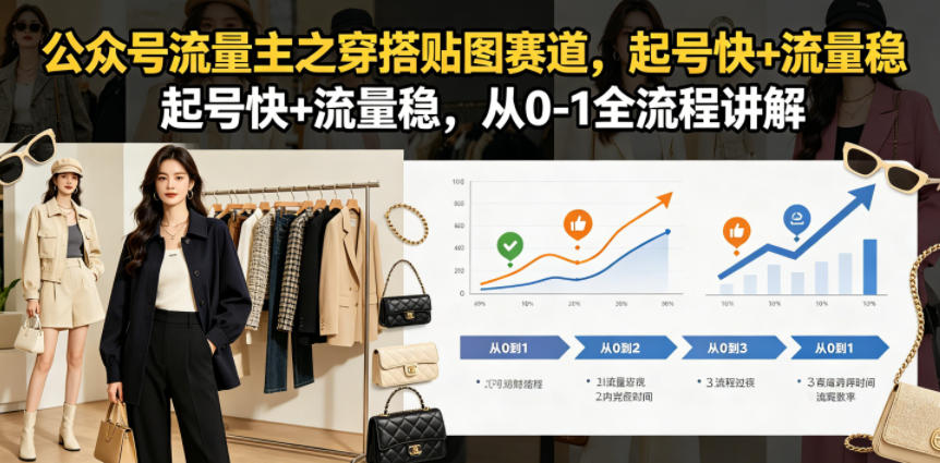公众号流量主之穿搭贴图赛道，起号快+流量稳，从0-1全流程讲解瀚萌资源网-网赚网-网赚项目网-虚拟资源网-国学资源网-易学资源网-本站有全网最新网赚项目-易学课程资源-中医课程资源的在线下载网站！瀚萌资源网