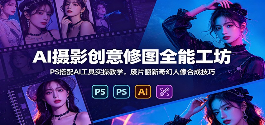 AI摄影创意修图全能工坊：PS搭配AI工具实操教学，废片翻新奇幻人像合成技巧瀚萌资源网-网赚网-网赚项目网-虚拟资源网-国学资源网-易学资源网-本站有全网最新网赚项目-易学课程资源-中医课程资源的在线下载网站！瀚萌资源网