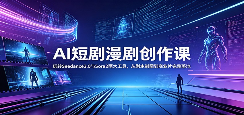AI短剧漫剧创作课：玩转Seedance2.0与 Sora2两大工具，从剧本制图到商业片完整落地瀚萌资源网-网赚网-网赚项目网-虚拟资源网-国学资源网-易学资源网-本站有全网最新网赚项目-易学课程资源-中医课程资源的在线下载网站！瀚萌资源网