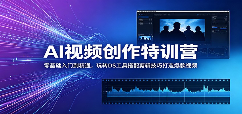 AI视频创作特训营：零基础入门到精通，玩转DS工具搭配剪辑技巧打造爆款视频瀚萌资源网-网赚网-网赚项目网-虚拟资源网-国学资源网-易学资源网-本站有全网最新网赚项目-易学课程资源-中医课程资源的在线下载网站！瀚萌资源网