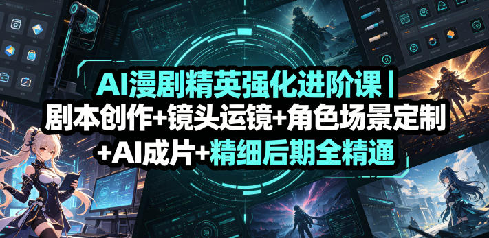 AI漫剧精英强化进阶课｜剧本创作+镜头运镜+角色场景定制+AI成片+精细后期全精通瀚萌资源网-网赚网-网赚项目网-虚拟资源网-国学资源网-易学资源网-本站有全网最新网赚项目-易学课程资源-中医课程资源的在线下载网站！瀚萌资源网