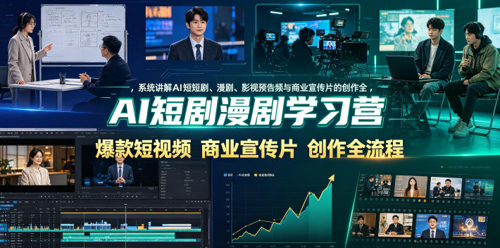 AI短剧漫剧学习营，系统讲解AI短剧、漫剧、影视预告片、爆款短视频与商业宣传片的创作全流程瀚萌资源网-网赚网-网赚项目网-虚拟资源网-国学资源网-易学资源网-本站有全网最新网赚项目-易学课程资源-中医课程资源的在线下载网站！瀚萌资源网