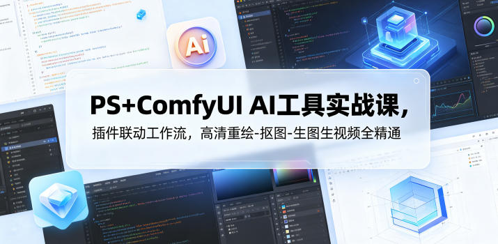 PS+ComfyUI AI工具实战课，插件联动工作流，高清重绘-抠图-生图生视频全精通瀚萌资源网-网赚网-网赚项目网-虚拟资源网-国学资源网-易学资源网-本站有全网最新网赚项目-易学课程资源-中医课程资源的在线下载网站！瀚萌资源网