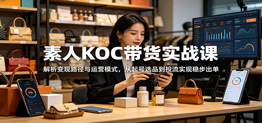 素人KOC带货实战课：解析变现路径与运营模式，从起号选品到投流实现稳步出单瀚萌资源网-网赚网-网赚项目网-虚拟资源网-国学资源网-易学资源网-本站有全网最新网赚项目-易学课程资源-中医课程资源的在线下载网站！瀚萌资源网