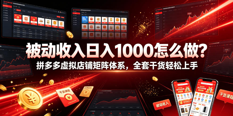 被动收入日入1000怎么做？拼多多虚拟店铺矩阵体系，全套干货轻松上手【揭秘】瀚萌资源网-网赚网-网赚项目网-虚拟资源网-国学资源网-易学资源网-本站有全网最新网赚项目-易学课程资源-中医课程资源的在线下载网站！瀚萌资源网