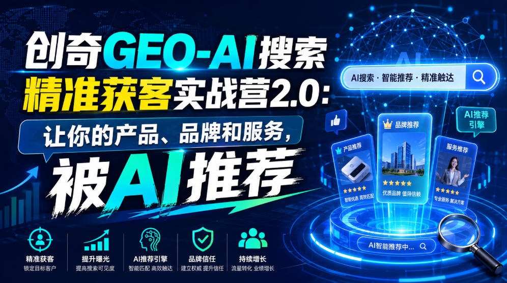 创奇GEO-AI搜索精准获客实战营2.0：让你的产品、品牌和服务，被AI推荐瀚萌资源网-网赚网-网赚项目网-虚拟资源网-国学资源网-易学资源网-本站有全网最新网赚项目-易学课程资源-中医课程资源的在线下载网站！瀚萌资源网