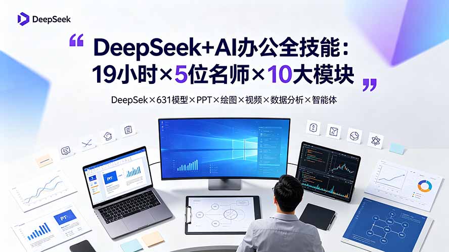 （19411期）DeepSeek+AI办公全技能：19小时×5位名师×10大模块，DeepSeek×631模型×PPT×绘图×视频×数据分析×智能体瀚萌资源网-网赚网-网赚项目网-虚拟资源网-国学资源网-易学资源网-本站有全网最新网赚项目-易学课程资源-中医课程资源的在线下载网站！瀚萌资源网