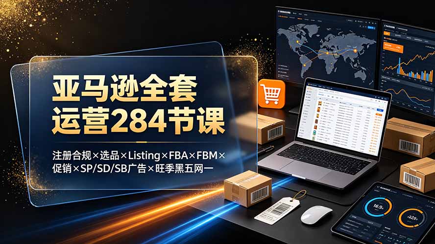 （19410期）亚马逊全套运营284节课：注册合规×选品×Listing×FBA×FBM×促销×SP/SD/SB广告×旺季黑五网一瀚萌资源网-网赚网-网赚项目网-虚拟资源网-国学资源网-易学资源网-本站有全网最新网赚项目-易学课程资源-中医课程资源的在线下载网站！瀚萌资源网