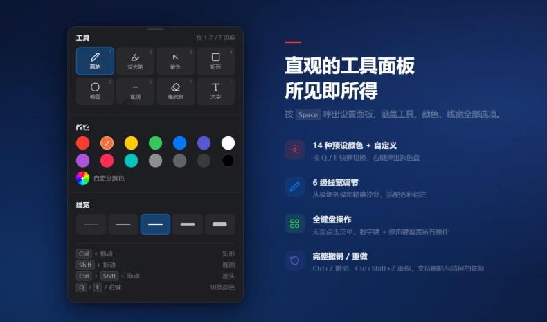 图片[2]瀚萌资源网-网赚网-网赚项目网-虚拟资源网-国学资源网-易学资源网-本站有全网最新网赚项目-易学课程资源-中医课程资源的在线下载网站！开源轻量级屏幕标注工具，1.4MB实现电脑全屏变自由画布！支持8种标注工具和全键盘操控MarkerOn瀚萌资源网-网赚网-网赚项目网-虚拟资源网-国学资源网-易学资源网-本站有全网最新网赚项目-易学课程资源-中医课程资源的在线下载网站！瀚萌资源网