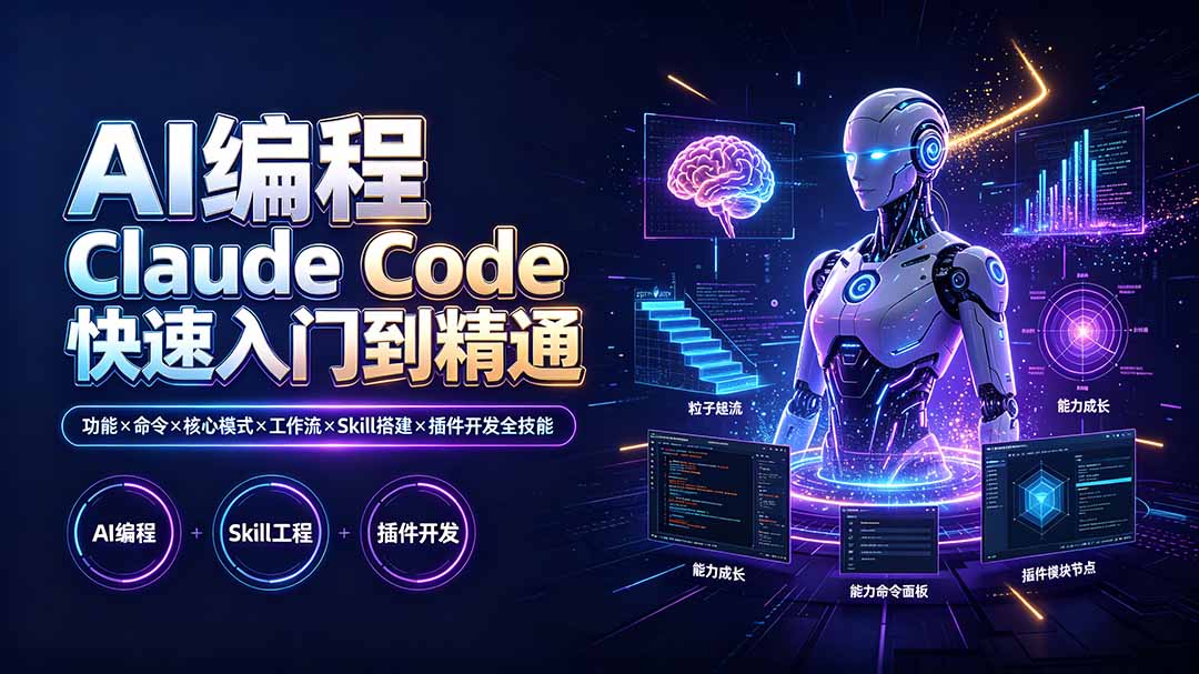 （19306期）AI编程 Claude Code快速入门到精通：功能×命令×核心模式×工作流×Skill搭建×插件开发全技能瀚萌资源网-网赚网-网赚项目网-虚拟资源网-国学资源网-易学资源网-本站有全网最新网赚项目-易学课程资源-中医课程资源的在线下载网站！瀚萌资源网