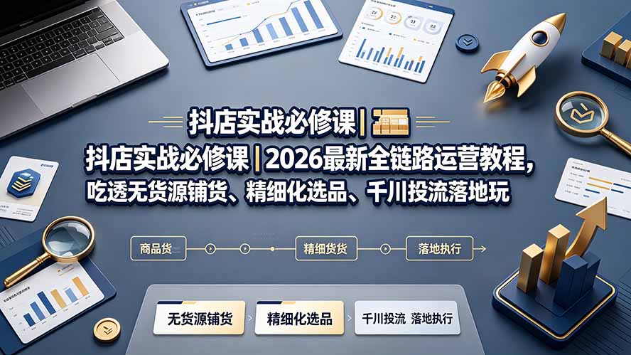 （19549期）抖店实战必修课｜2026最新全链路运营教程，吃透无货源铺货、精细化选品、千川投流落地玩法瀚萌资源网-网赚网-网赚项目网-虚拟资源网-国学资源网-易学资源网-本站有全网最新网赚项目-易学课程资源-中医课程资源的在线下载网站！瀚萌资源网