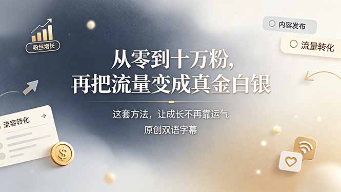 （19198期）从零到十万粉，再把流量变成真金白银——这套方法，让成长不再靠运气【原创双语字幕】瀚萌资源网-网赚网-网赚项目网-虚拟资源网-国学资源网-易学资源网-本站有全网最新网赚项目-易学课程资源-中医课程资源的在线下载网站！瀚萌资源网