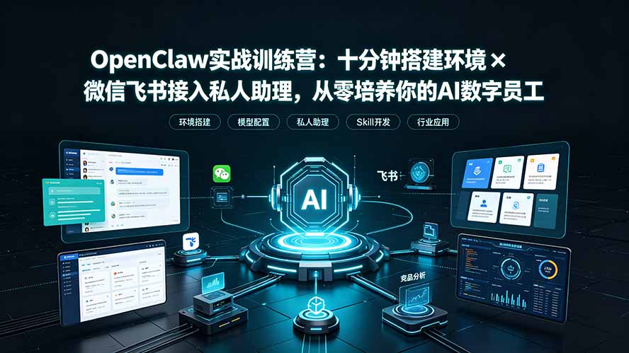 （19287期）OpenClaw实战特训营：十分钟搭建环境×微信飞书接入私人助理，从零培养你的AI数字员工瀚萌资源网-网赚网-网赚项目网-虚拟资源网-国学资源网-易学资源网-本站有全网最新网赚项目-易学课程资源-中医课程资源的在线下载网站！瀚萌资源网