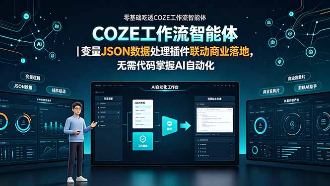 （19243期）零基础吃透COZE工作流智能体｜变量JSON数据处理插件联动商业落地，无需代码掌握AI自动化瀚萌资源网-网赚网-网赚项目网-虚拟资源网-国学资源网-易学资源网-本站有全网最新网赚项目-易学课程资源-中医课程资源的在线下载网站！瀚萌资源网