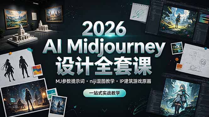 （19209期）2026 AI Midjourney设计全套课，MJ参数提示词niji混图教学，IP建筑游戏原画一站式实战教学瀚萌资源网-网赚网-网赚项目网-虚拟资源网-国学资源网-易学资源网-本站有全网最新网赚项目-易学课程资源-中医课程资源的在线下载网站！瀚萌资源网