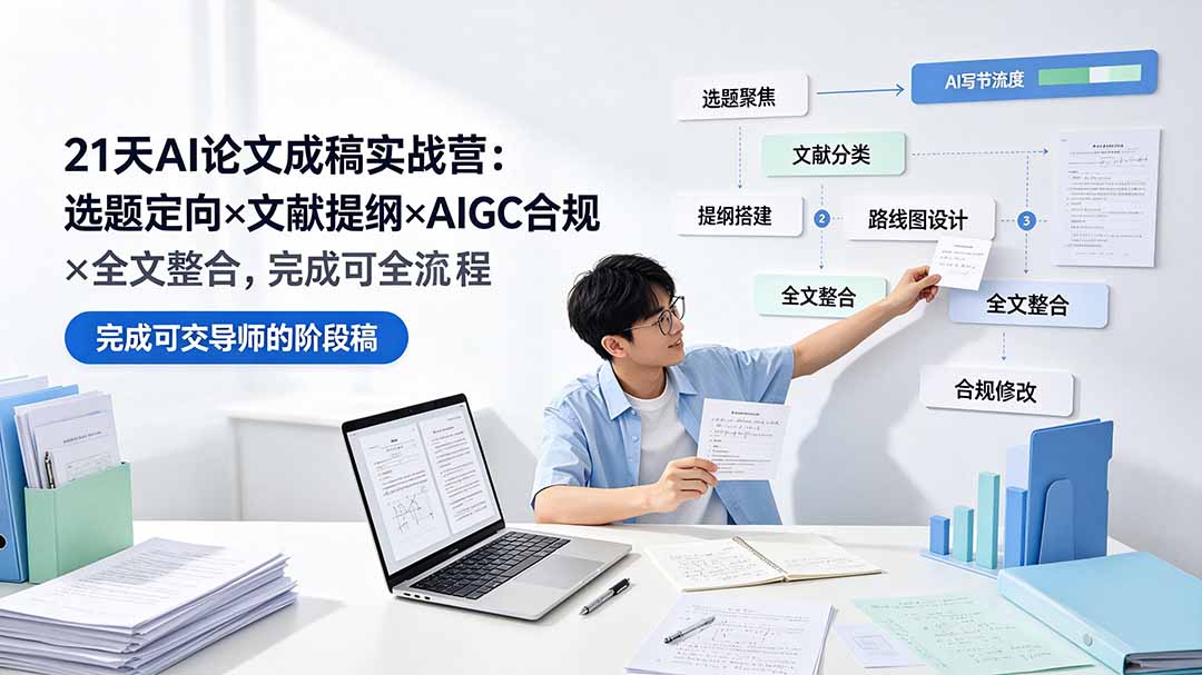 （19334期）21天AI论文成稿实战营：选题定向×文献提纲×AIGC合规×全文整合，完成可交导师的阶段稿瀚萌资源网-网赚网-网赚项目网-虚拟资源网-国学资源网-易学资源网-本站有全网最新网赚项目-易学课程资源-中医课程资源的在线下载网站！瀚萌资源网