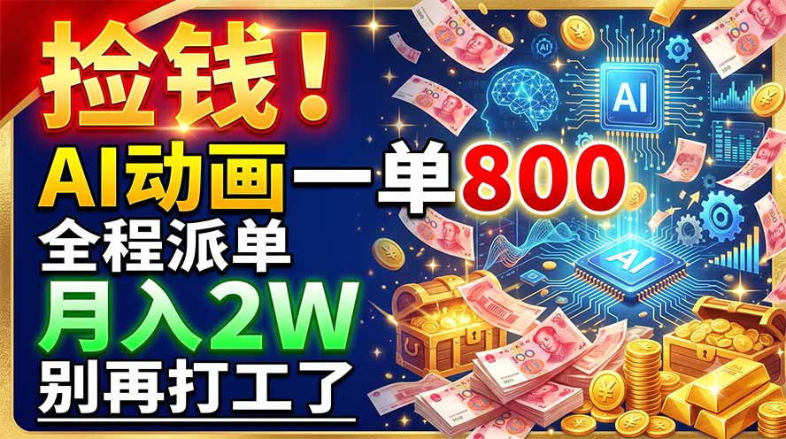 （19330期）捡钱！AI动画一单800，全程派单，月入2W，别再打工了瀚萌资源网-网赚网-网赚项目网-虚拟资源网-国学资源网-易学资源网-本站有全网最新网赚项目-易学课程资源-中医课程资源的在线下载网站！瀚萌资源网