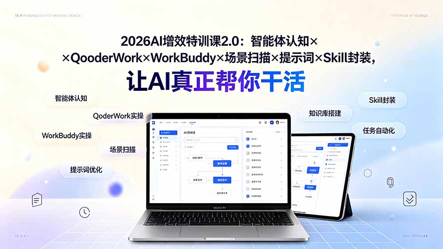 （19368期）2026AI增效特训课2.0：智能体认知×QoderWork×WorkBuddy×场景扫描×提示词×Skill封装，让AI真正帮你干活瀚萌资源网-网赚网-网赚项目网-虚拟资源网-国学资源网-易学资源网-本站有全网最新网赚项目-易学课程资源-中医课程资源的在线下载网站！瀚萌资源网