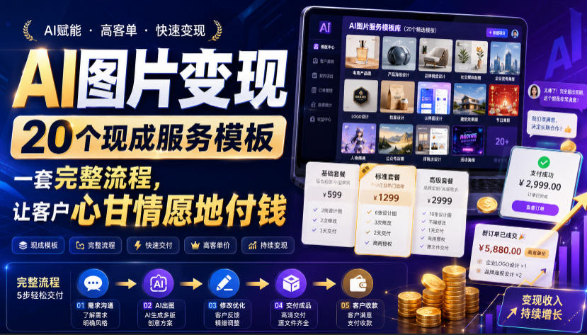 （19395期）AI图片变现，20个现成服务模板，一套完整流程，让客户心甘情愿地付钱【原创双语字幕】瀚萌资源网-网赚网-网赚项目网-虚拟资源网-国学资源网-易学资源网-本站有全网最新网赚项目-易学课程资源-中医课程资源的在线下载网站！瀚萌资源网