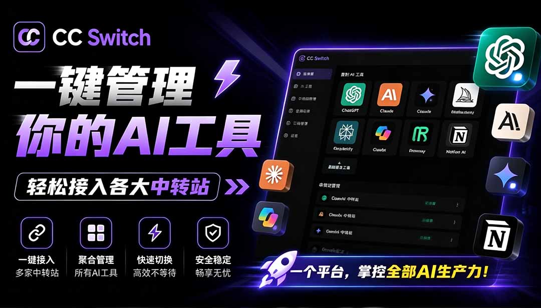 （19335期）一键给Chatgpt、Codex、Claude接入地第三方中转站，CC Switch统一管理你的 AI 编程工具工作流瀚萌资源网-网赚网-网赚项目网-虚拟资源网-国学资源网-易学资源网-本站有全网最新网赚项目-易学课程资源-中医课程资源的在线下载网站！瀚萌资源网