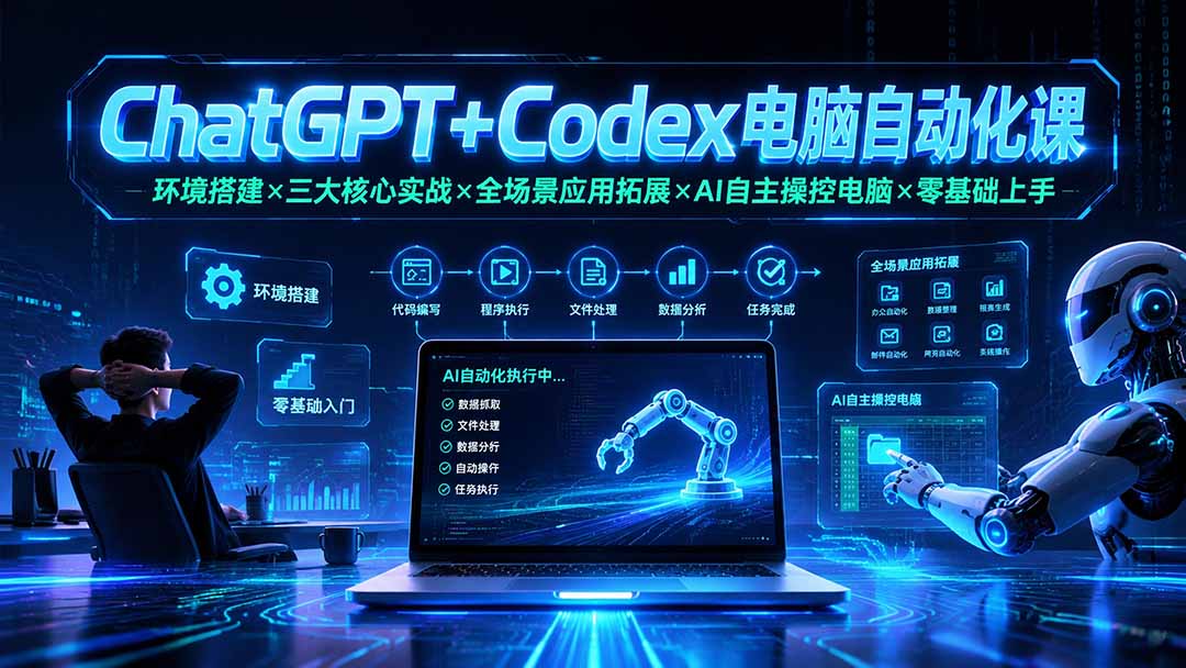 （19583期）ChatGPT+Codex电脑自动化课：环境搭建×三大核心实战×全场景应用拓展×AI自主操控电脑×零基础上手瀚萌资源网-网赚网-网赚项目网-虚拟资源网-国学资源网-易学资源网-本站有全网最新网赚项目-易学课程资源-中医课程资源的在线下载网站！瀚萌资源网