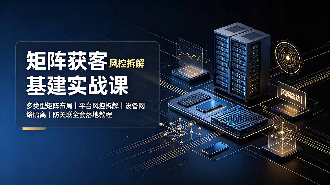 （19319期）矩阵获客基建实战课：多类型矩阵布局｜平台风控拆解｜设备网络隔离｜防关联全套落地教程瀚萌资源网-网赚网-网赚项目网-虚拟资源网-国学资源网-易学资源网-本站有全网最新网赚项目-易学课程资源-中医课程资源的在线下载网站！瀚萌资源网