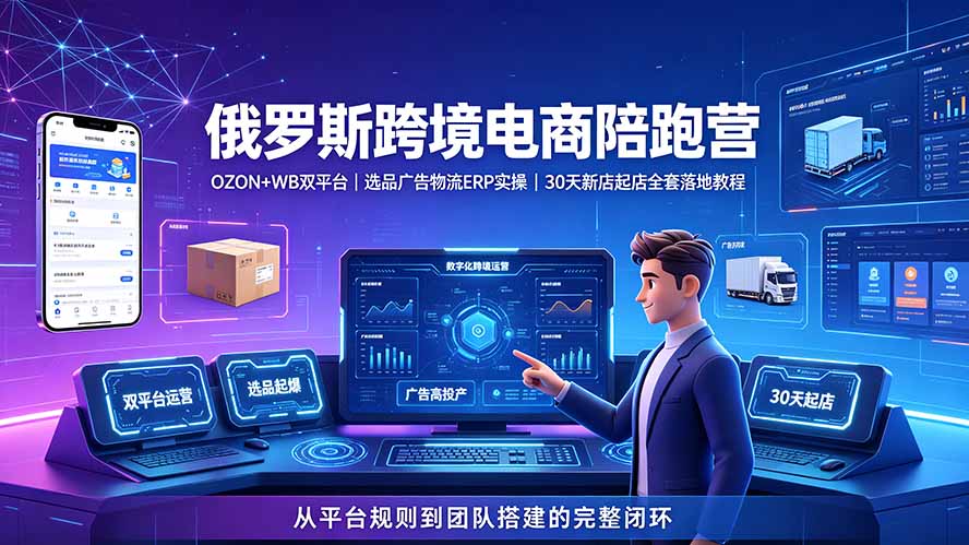 （19371期）2026俄罗斯跨境电商陪跑营：OZON+WB双平台｜选品广告物流ERP实操｜30天新店起店全套落地教程瀚萌资源网-网赚网-网赚项目网-虚拟资源网-国学资源网-易学资源网-本站有全网最新网赚项目-易学课程资源-中医课程资源的在线下载网站！瀚萌资源网