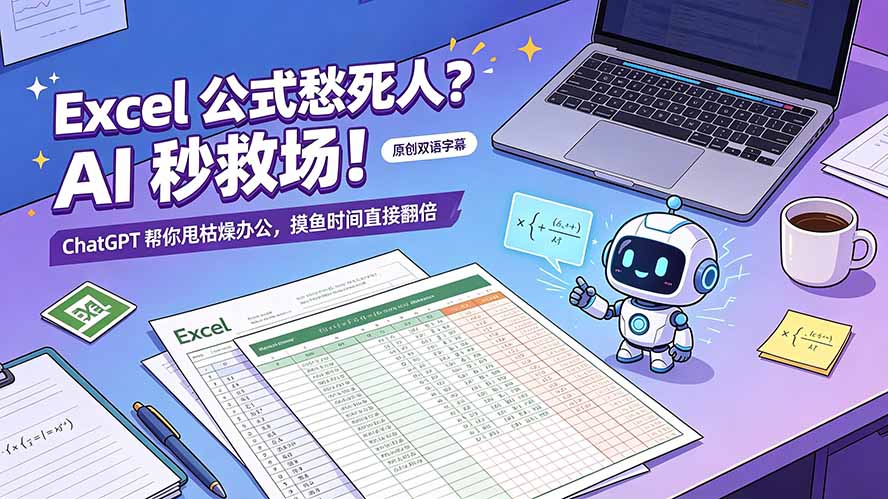 （19487期）Excel 公式愁死人？AI 秒救场！ChatGPT 帮你甩枯燥办公，摸鱼时间直接翻倍【原创双语字幕】瀚萌资源网-网赚网-网赚项目网-虚拟资源网-国学资源网-易学资源网-本站有全网最新网赚项目-易学课程资源-中医课程资源的在线下载网站！瀚萌资源网