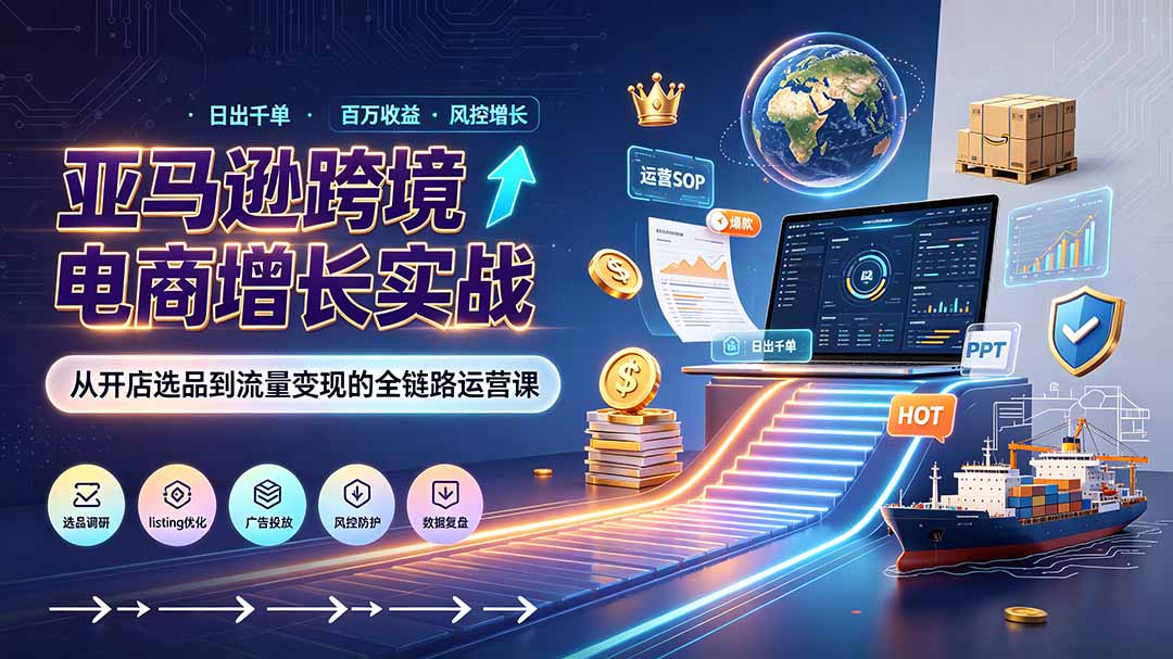 （19308期）亚马逊0-1孵化特训营8期：从注册风控到稳定日出千单实战，规避审核封店风险，标准化执行流程落地瀚萌资源网-网赚网-网赚项目网-虚拟资源网-国学资源网-易学资源网-本站有全网最新网赚项目-易学课程资源-中医课程资源的在线下载网站！瀚萌资源网
