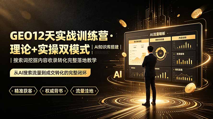 （19277期）GEO12天实战训练营·理论+实操双模式｜AI知识库搭建｜搜索词挖掘内容收录转化完整落地教学瀚萌资源网-网赚网-网赚项目网-虚拟资源网-国学资源网-易学资源网-本站有全网最新网赚项目-易学课程资源-中医课程资源的在线下载网站！瀚萌资源网
