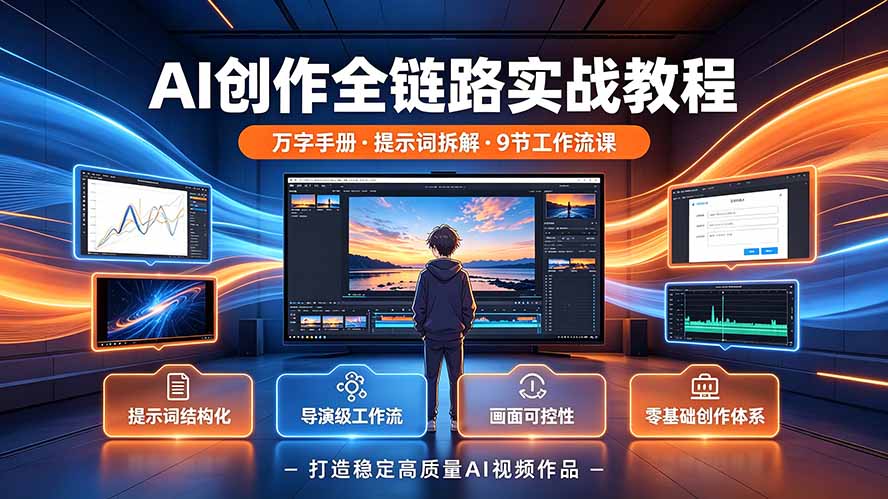 （19247期）AI创作全链路实战教程｜万字手册·提示词拆解·9节工作流课，打造稳定高质量AI视频作品瀚萌资源网-网赚网-网赚项目网-虚拟资源网-国学资源网-易学资源网-本站有全网最新网赚项目-易学课程资源-中医课程资源的在线下载网站！瀚萌资源网