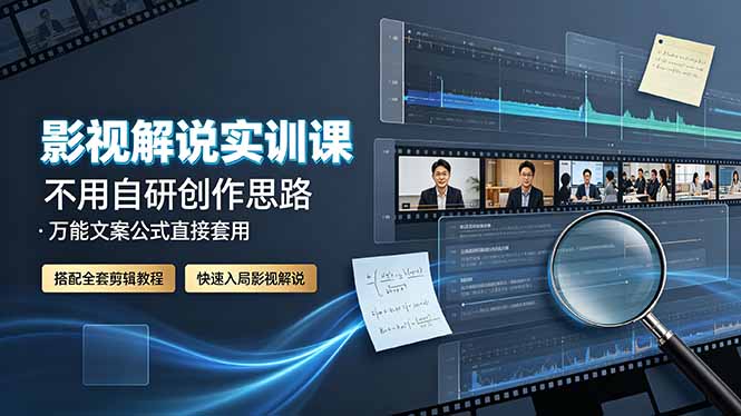 （19183期）影视解说实训课：不用自研创作思路，万能文案公式直接套用，搭配全套剪辑教程，快速入局影视解说瀚萌资源网-网赚网-网赚项目网-虚拟资源网-国学资源网-易学资源网-本站有全网最新网赚项目-易学课程资源-中医课程资源的在线下载网站！瀚萌资源网