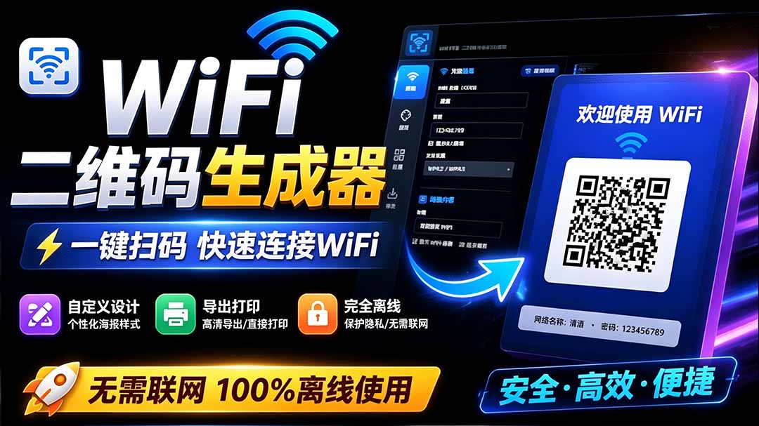 （19566期）完全离线使用！WiFi二维码生成器，一键扫码快速连接WiFi，支持自定义风格导出 WiFi二维码生成器瀚萌资源网-网赚网-网赚项目网-虚拟资源网-国学资源网-易学资源网-本站有全网最新网赚项目-易学课程资源-中医课程资源的在线下载网站！瀚萌资源网