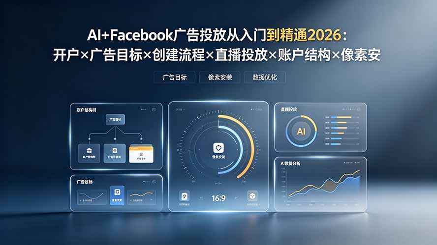 （19465期）AI+Facebook广告投放从入门到精通2026：开户×广告目标×创建流程×直播投放×账户结构×像素安装×AI赋能瀚萌资源网-网赚网-网赚项目网-虚拟资源网-国学资源网-易学资源网-本站有全网最新网赚项目-易学课程资源-中医课程资源的在线下载网站！瀚萌资源网