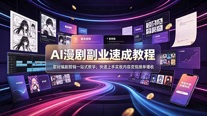 （19157期）AI漫剧副业速成教程，取材编剧剪辑一站式教学；快速上手实现内容变现接单增收瀚萌资源网-网赚网-网赚项目网-虚拟资源网-国学资源网-易学资源网-本站有全网最新网赚项目-易学课程资源-中医课程资源的在线下载网站！瀚萌资源网
