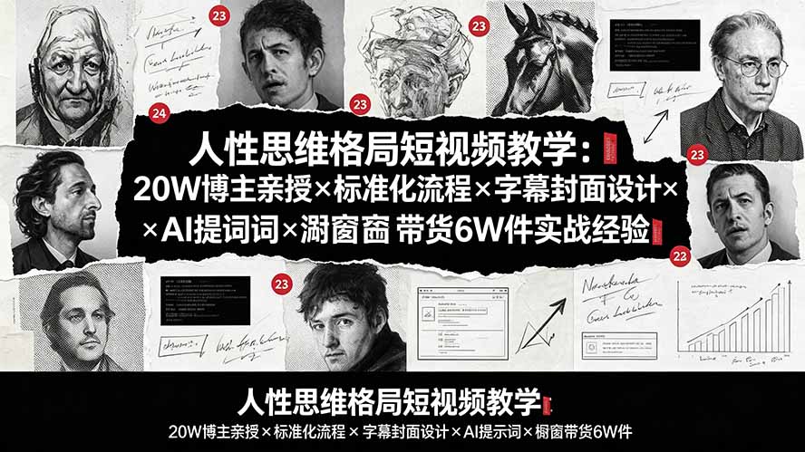(19538期)人性思维格局短视频教学:20W博主亲授×标准化流程×字幕封面设计×AI提示词×橱窗带货6W件实战经验瀚萌资源网-网赚网-网赚项目网-虚拟资源网-国学资源网-易学资源网-本站有全网最新网赚项目-易学课程资源-中医课程资源的在线下载网站!瀚萌资源网