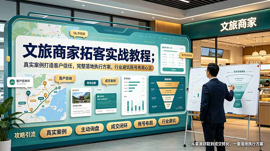 （19273期）文旅商家拓客实战教程；真实案例打造客户信任，完整落地执行方案，行业避坑账号布局心法瀚萌资源网-网赚网-网赚项目网-虚拟资源网-国学资源网-易学资源网-本站有全网最新网赚项目-易学课程资源-中医课程资源的在线下载网站！瀚萌资源网