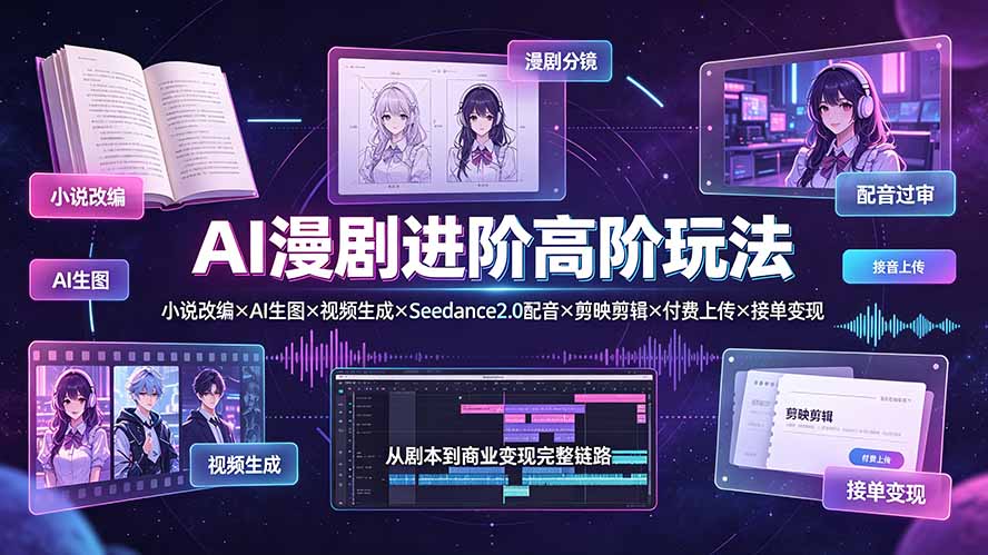 （19430期）AI漫剧进阶高阶玩法：小说改编×AI生图×视频生成×Seedance2.0配音×剪映剪辑×付费上传×接单变现瀚萌资源网-网赚网-网赚项目网-虚拟资源网-国学资源网-易学资源网-本站有全网最新网赚项目-易学课程资源-中医课程资源的在线下载网站！瀚萌资源网