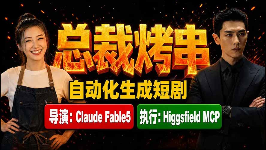 （19541期）《总裁烤串》真人短剧全自动诞生！Claude Fable5 当导演，Higgsfield MCP 执行！瀚萌资源网-网赚网-网赚项目网-虚拟资源网-国学资源网-易学资源网-本站有全网最新网赚项目-易学课程资源-中医课程资源的在线下载网站！瀚萌资源网