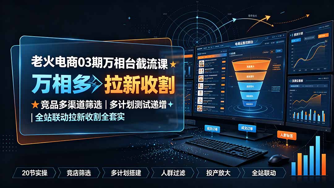 （19431期）老火电商03期万相台截流课：竞品多渠道筛选｜多计划测试递增｜全站联动拉新收割全套实操教学瀚萌资源网-网赚网-网赚项目网-虚拟资源网-国学资源网-易学资源网-本站有全网最新网赚项目-易学课程资源-中医课程资源的在线下载网站！瀚萌资源网