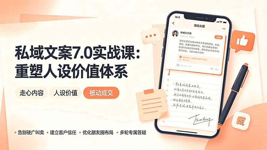 （19313期） 私域文案实战课7.0：重塑人设价值体系｜-告别硬广推销×走心内容×自我价值塑造，实现被动成交瀚萌资源网-网赚网-网赚项目网-虚拟资源网-国学资源网-易学资源网-本站有全网最新网赚项目-易学课程资源-中医课程资源的在线下载网站！瀚萌资源网