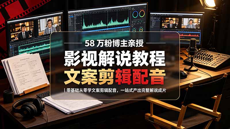 （19160期）58 万粉博主荧幕春秋亲授影视解说教程｜零基础从零学文案剪辑配音，一站式产出完整解说成片瀚萌资源网-网赚网-网赚项目网-虚拟资源网-国学资源网-易学资源网-本站有全网最新网赚项目-易学课程资源-中医课程资源的在线下载网站！瀚萌资源网