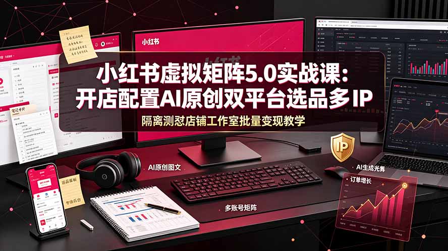 （19521期）小红书虚拟矩阵5.0实战课：开店配置｜AI原创｜双平台选品｜多IP隔离｜测怼店铺工作室批量变现实操教学瀚萌资源网-网赚网-网赚项目网-虚拟资源网-国学资源网-易学资源网-本站有全网最新网赚项目-易学课程资源-中医课程资源的在线下载网站！瀚萌资源网