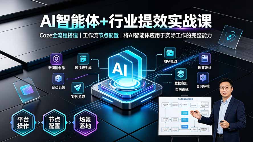（19281期）AI智能体+行业提效实战课·Coze全流程搭建｜工作流节点配置｜将AI智能体应用于实际工作的完整能力瀚萌资源网-网赚网-网赚项目网-虚拟资源网-国学资源网-易学资源网-本站有全网最新网赚项目-易学课程资源-中医课程资源的在线下载网站！瀚萌资源网