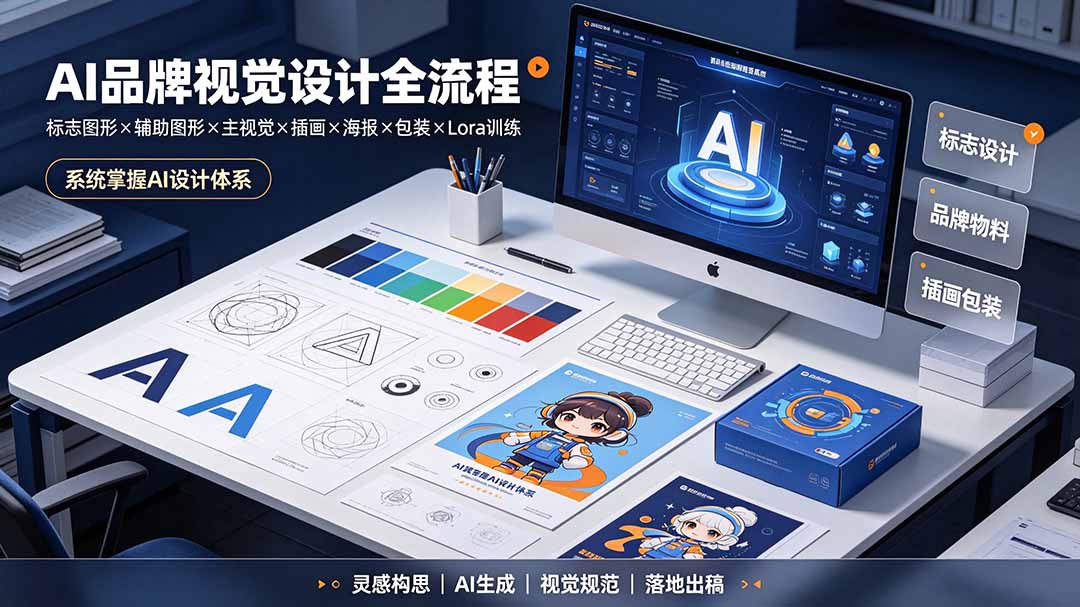 （19372期）AI品牌视觉设计全流程：标志图形×辅助图形×主视觉×插画×海报×包装×Lora训练，系统掌握AI设计体系瀚萌资源网-网赚网-网赚项目网-虚拟资源网-国学资源网-易学资源网-本站有全网最新网赚项目-易学课程资源-中医课程资源的在线下载网站！瀚萌资源网