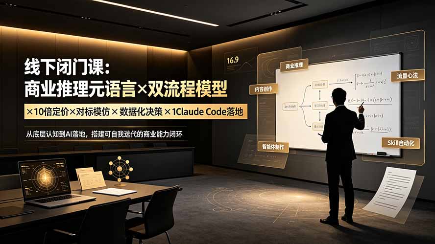 （19381期）线下闭门课：商业推理元语言×双流程模型×10倍定价×对标模仿×数据化决策×Claude Code落地，击穿认知盲区瀚萌资源网-网赚网-网赚项目网-虚拟资源网-国学资源网-易学资源网-本站有全网最新网赚项目-易学课程资源-中医课程资源的在线下载网站！瀚萌资源网