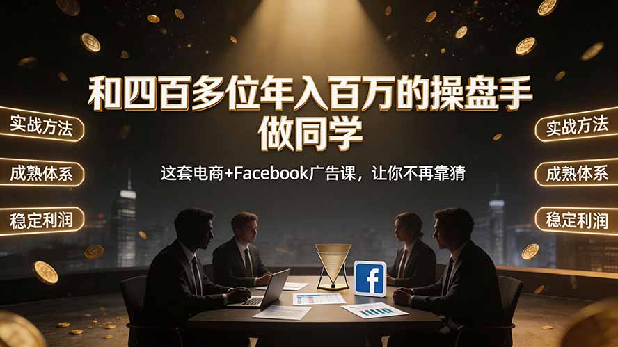 （19592期）和四百多位年入百万的操盘手做同学——这套电商+Facebook广告课，让你不再靠猜【原创双语字幕】瀚萌资源网-网赚网-网赚项目网-虚拟资源网-国学资源网-易学资源网-本站有全网最新网赚项目-易学课程资源-中医课程资源的在线下载网站！瀚萌资源网
