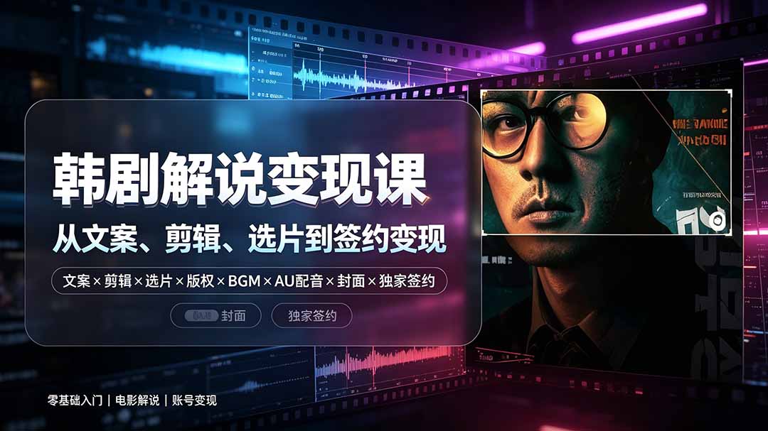 （19438期）抖音270W粉丝博主亲授韩剧解说课：文案×剪辑×选片×版权×BGM×AU配音×封面×独家签约，零基础到变现瀚萌资源网-网赚网-网赚项目网-虚拟资源网-国学资源网-易学资源网-本站有全网最新网赚项目-易学课程资源-中医课程资源的在线下载网站！瀚萌资源网