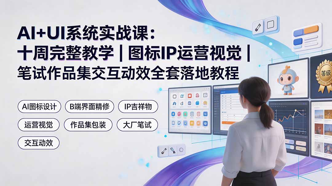 （19378期）AI+UI系统实战课：十周完整教学｜图标IP运营视觉｜笔试作品集交互动效全套落地教程瀚萌资源网-网赚网-网赚项目网-虚拟资源网-国学资源网-易学资源网-本站有全网最新网赚项目-易学课程资源-中医课程资源的在线下载网站！瀚萌资源网