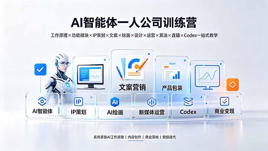 （19502期）AI智能体一人公司训练营：工作原理×功能模块×IP策划×文案×绘画×设计×运营×算法×直播×Codex一站式教学瀚萌资源网-网赚网-网赚项目网-虚拟资源网-国学资源网-易学资源网-本站有全网最新网赚项目-易学课程资源-中医课程资源的在线下载网站！瀚萌资源网